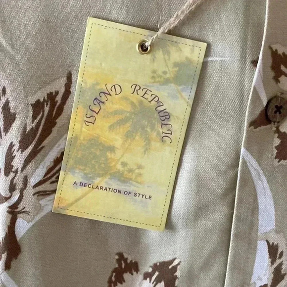 NWT XL Floral Island Republic Mens Silk Rayon Blend Button Down Shirt - Picture 3 of 8